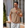 COOFANDY Mens Cotton Henley T-Shirts Short Sleeve Button Casual Basic Tees Work Shirts with Split Side(Khaki)