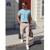 COOFANDY Mens Cotton Henley T-Shirts Short Sleeve Button Casual Basic Tees Work Shirts with Split Side(Light Blue)