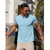COOFANDY Mens Cotton Henley T-Shirts Short Sleeve Button Casual Basic Tees Work Shirts with Split Side(Light Blue)