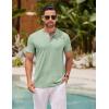 COOFANDY Mens Cotton Henley T-Shirts Short Sleeve Button Casual Basic Tees Work Shirts with Split Side(Light Green)