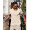 COOFANDY Mens Cotton Henley T-Shirts Short Sleeve Button Casual Basic Tees Work Shirts with Split Side(Light Khaki)