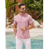 COOFANDY Mens Cotton Henley T-Shirts Short Sleeve Button Casual Basic Tees Work Shirts with Split Side(Pink)