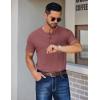 COOFANDY Mens Cotton Henley T-Shirts Short Sleeve Button Casual Basic Tees Work Shirts with Split Side(Red)