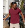 COOFANDY Mens Cotton Henley T-Shirts Short Sleeve Button Casual Basic Tees Work Shirts with Split Side(Wine Red)
