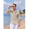 COOFANDY Men’s Cotton Linen Henley T-Shirt Long Sleeve Hippie Casual Beach T-Shirts(Light Khaki)