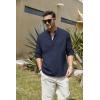 COOFANDY Men’s Cotton Linen Henley T-Shirt Long Sleeve Hippie Casual Beach T-Shirts(Navy Blue)