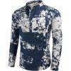 COOFANDY Men’s Cotton Linen Henley T-Shirt Long Sleeve Hippie Casual Beach T-Shirts(Navy Tie-dye)