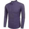 COOFANDY Men’s Cotton Linen Henley T-Shirt Long Sleeve Hippie Casual Beach T-Shirts(Purple)