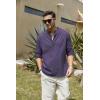 COOFANDY Men’s Cotton Linen Henley T-Shirt Long Sleeve Hippie Casual Beach T-Shirts(Purple)