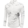 COOFANDY Men’s Cotton Linen Henley T-Shirt Long Sleeve Hippie Casual Beach T-Shirts(White – Palm Tree)