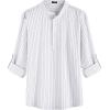 COOFANDY Men’s Cotton Linen Henley T-Shirt Long Sleeve Hippie Casual Beach T-Shirts(White Striped)