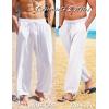COOFANDY Men’s Cotton Linen Pants Casual Harem Pants Elastic Waist Beach Boho Yoga Trousers(1-white)