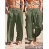 COOFANDY Men’s Cotton Linen Pants Casual Harem Pants Elastic Waist Beach Boho Yoga Trousers(Army Green)