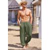 COOFANDY Men’s Cotton Linen Pants Casual Harem Pants Elastic Waist Beach Boho Yoga Trousers(Army Green)