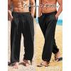COOFANDY Men’s Cotton Linen Pants Casual Harem Pants Elastic Waist Beach Boho Yoga Trousers(Black)