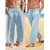 COOFANDY Men’s Cotton Linen Pants Casual Harem Pants Elastic Waist Beach Boho Yoga Trousers(Blue)