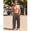 COOFANDY Men’s Cotton Linen Pants Casual Harem Pants Elastic Waist Beach Boho Yoga Trousers(Brown)