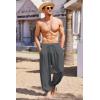 COOFANDY Men’s Cotton Linen Pants Casual Harem Pants Elastic Waist Beach Boho Yoga Trousers(Dark Grey)