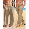 COOFANDY Men’s Cotton Linen Pants Casual Harem Pants Elastic Waist Beach Boho Yoga Trousers(Dark Khaki)