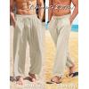 COOFANDY Men’s Cotton Linen Pants Casual Harem Pants Elastic Waist Beach Boho Yoga Trousers(Khaki)