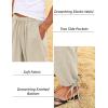 COOFANDY Men’s Cotton Linen Pants Casual Harem Pants Elastic Waist Beach Boho Yoga Trousers(Khaki)