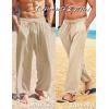 COOFANDY Men’s Cotton Linen Pants Casual Harem Pants Elastic Waist Beach Boho Yoga Trousers(Light Khaki)