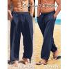 COOFANDY Men’s Cotton Linen Pants Casual Harem Pants Elastic Waist Beach Boho Yoga Trousers(Navy Blue)