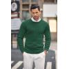 COOFANDY Men’s Crew Neck Sweater Slim Fit Lightweight Sweatshirts Knitted Pullover for Casual Or Dressy Wear(A-dark Green)