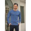COOFANDY Men’s Crew Neck Sweater Slim Fit Lightweight Sweatshirts Knitted Pullover for Casual Or Dressy Wear(A-denim Blue)