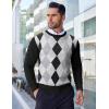 COOFANDY Men’s Crew Neck Sweater Slim Fit Lightweight Sweatshirts Knitted Pullover for Casual Or Dressy Wear(Black Argyle)