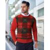 COOFANDY Men’s Crew Neck Sweater Slim Fit Lightweight Sweatshirts Knitted Pullover for Casual Or Dressy Wear(Christmas Red/Green)