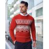 COOFANDY Men’s Crew Neck Sweater Slim Fit Lightweight Sweatshirts Knitted Pullover for Casual Or Dressy Wear(Christmas Red/White)