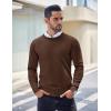COOFANDY Men’s Crew Neck Sweater Slim Fit Lightweight Sweatshirts Knitted Pullover for Casual Or Dressy Wear(Coffee)