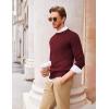 COOFANDY Men’s Crew Neck Sweater Slim Fit Lightweight Sweatshirts Knitted Pullover for Casual Or Dressy Wear(Dark Red/Black (Two-tone Colors))