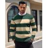 COOFANDY Men’s Crew Neck Sweater Slim Fit Lightweight Sweatshirts Knitted Pullover for Casual Or Dressy Wear(Green/Apricot Stripe)