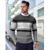 COOFANDY Men’s Crew Neck Sweater Slim Fit Lightweight Sweatshirts Knitted Pullover for Casual Or Dressy Wear(Grey/White)