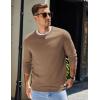 COOFANDY Men’s Crew Neck Sweater Slim Fit Lightweight Sweatshirts Knitted Pullover for Casual Or Dressy Wear(Light Brown)
