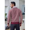 COOFANDY Men’s Crew Neck Sweater Slim Fit Lightweight Sweatshirts Knitted Pullover for Casual Or Dressy Wear(Pinstripes White/Wine)