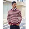 COOFANDY Men’s Crew Neck Sweater Slim Fit Lightweight Sweatshirts Knitted Pullover for Casual Or Dressy Wear(Pinstripes White/Wine)