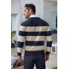 COOFANDY Men’s Crew Neck Sweater Slim Fit Lightweight Sweatshirts Knitted Pullover for Casual Or Dressy Wear(Stripe Blue/Beige)