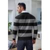 COOFANDY Men’s Crew Neck Sweater Slim Fit Lightweight Sweatshirts Knitted Pullover for Casual Or Dressy Wear(Stripe Light Grey/Grey)