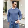 COOFANDY Mens Crew Neck Sweaters Long Sleeve Lightweight Knit Dress Pullover Sweaters(Dark Blue)