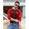COOFANDY Men’s Crewneck Sweater Casual Dress Pullover Sweater Slim Fit Lightweight Long Sleeve Raglan Sweaters(Christmas Red & Green)