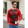 COOFANDY Men’s Crewneck Sweater Casual Dress Pullover Sweater Slim Fit Lightweight Long Sleeve Raglan Sweaters(Christmas Red & Green)