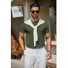 COOFANDY Men’s Crewneck Sweater Short Sleeve Casual Basic Tops Classic Fashion Knit Pullover Tees(Army Green)