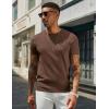 COOFANDY Men’s Crewneck Sweater Short Sleeve Casual Basic Tops Classic Fashion Knit Pullover Tees(Brown)