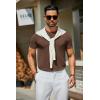 COOFANDY Men’s Crewneck Sweater Short Sleeve Casual Basic Tops Classic Fashion Knit Pullover Tees(Brown)