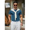 COOFANDY Men’s Crewneck Sweater Short Sleeve Casual Basic Tops Classic Fashion Knit Pullover Tees(Demin Blue)