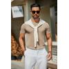 COOFANDY Men’s Crewneck Sweater Short Sleeve Casual Basic Tops Classic Fashion Knit Pullover Tees(Khaki)