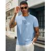 COOFANDY Men’s Crewneck Sweater Short Sleeve Casual Basic Tops Classic Fashion Knit Pullover Tees(Light Blue)